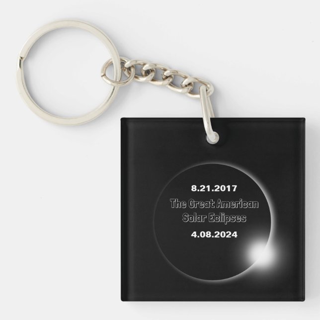 2024 & 2017 Double Dated Solar Eclipse Key Ring (Front)