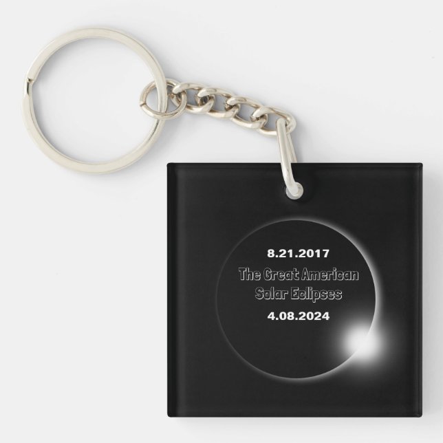 2024 & 2017 Double Dated Solar Eclipse Keychain (Front)