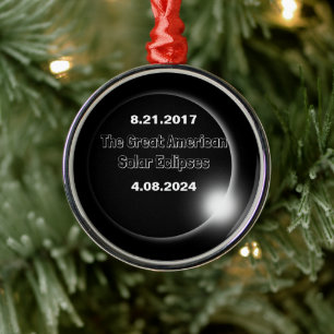 2024 & 2017 Double Dated Solar Eclipse Metal Tree Decoration