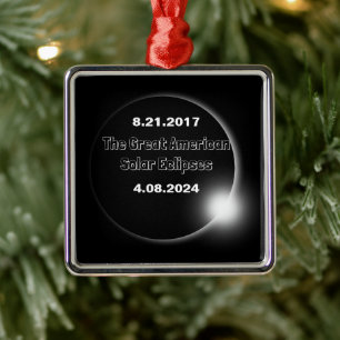2024 & 2017 Double Dated Solar Eclipse Metal Tree Decoration