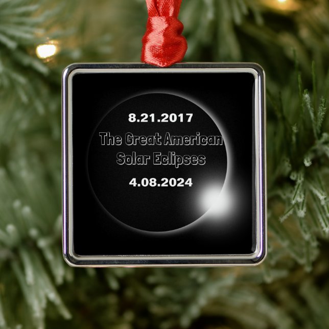 2024 & 2017 Double Dated Solar Eclipse Metal Tree Decoration (Tree)