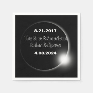 2024 & 2017 Double Dated Solar Eclipse Napkin