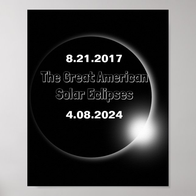 2024 & 2017 Double Dated Solar Eclipse Poster (Front)