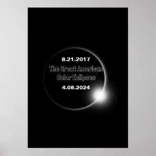 2024 & 2017 Double Dated Solar Eclipse Poster
