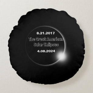 2024 & 2017 Double Dated Solar Eclipse Round Cushion