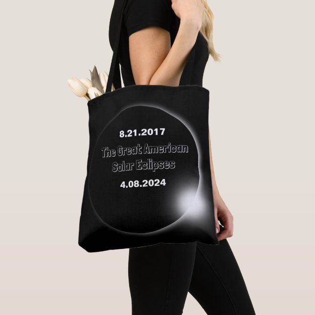 2024 & 2017 Double Dated Solar Eclipse Tote Bag (Close Up)