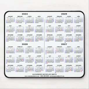 2024-2025 4 Year Calendar Black Custom Name simple Mouse Mat