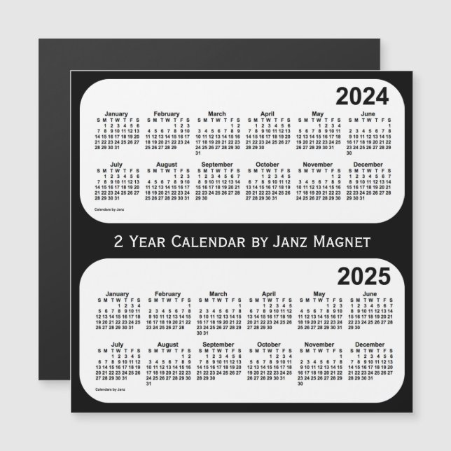 2024-2025 Black and White 2 Year Calendar by Janz (Front/Back)