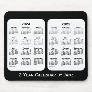 2024-2025 Black and White 2 Year Calendar by Janz Mouse Mat