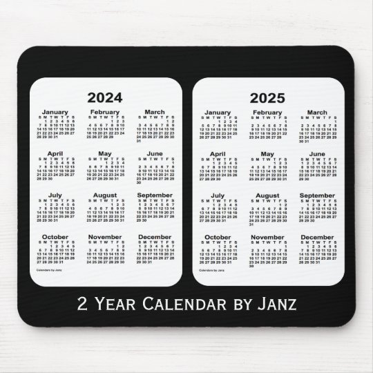 2024-2025 Black and White 2 Year Calendar by Janz Mouse Mat | Zazzle.co.uk