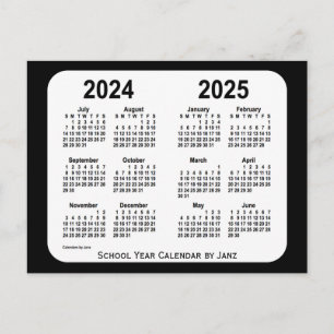 2024-2025 Black and White School Calendar by Janz Postcard