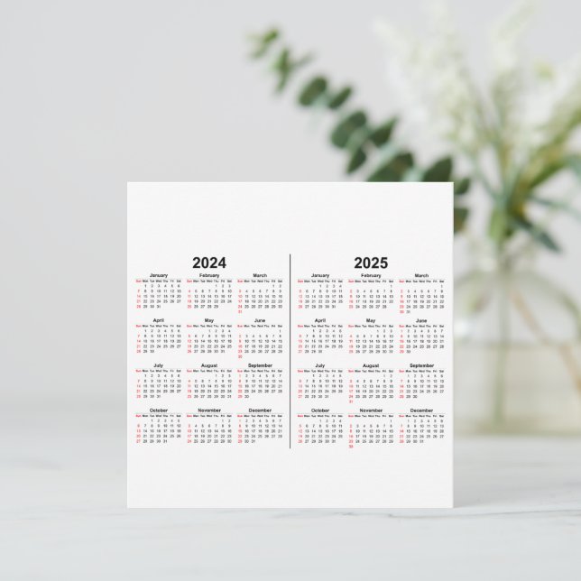 2024 2025 Calendar 2 year black white  (Standing Front)