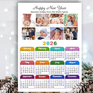 2024 2025 Calendar 8 Photo Collage Simple Magnetic