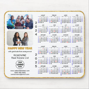 2024 2025 Calendar Gold Black Corporate 2 Photo Mouse Mat