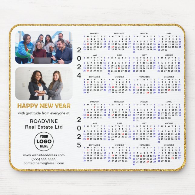 2024 2025 Calendar Gold Black Corporate 2 Photo Mouse Mat (Front)
