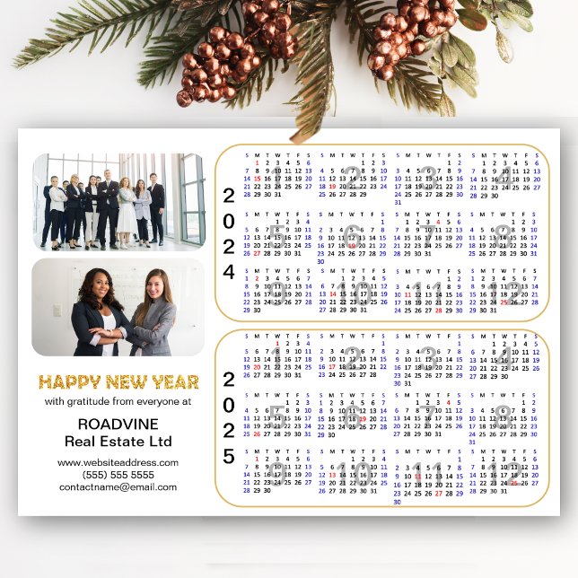2024 2025 Calendar Gold Corporate 2 Photo Magnetic (Creator Uploaded)