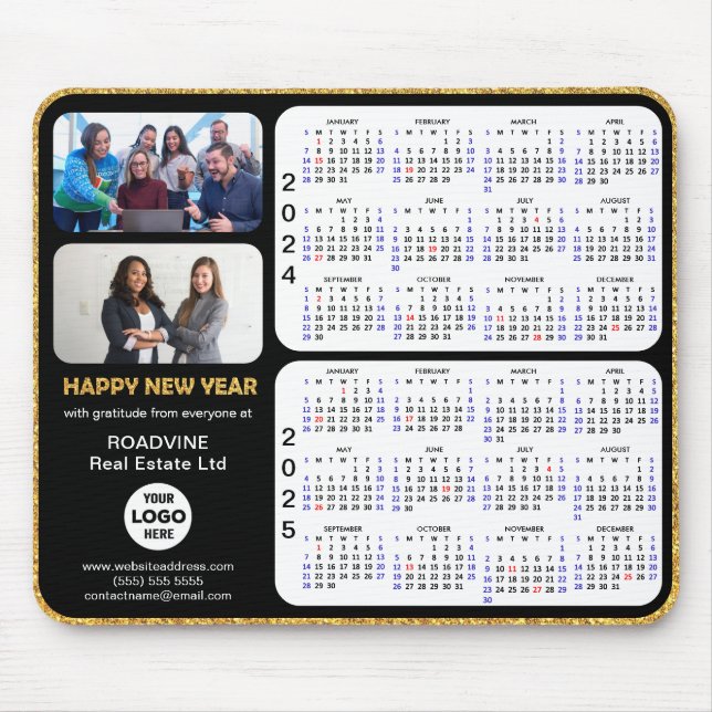 2024 2025 Calendar Gold Script Corporate 2 Photo Mouse Mat (Front)