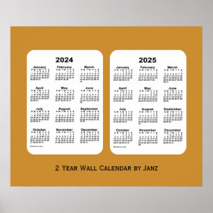 2024-2025 Gold 2 Year Wall Calendar by Janz Poster