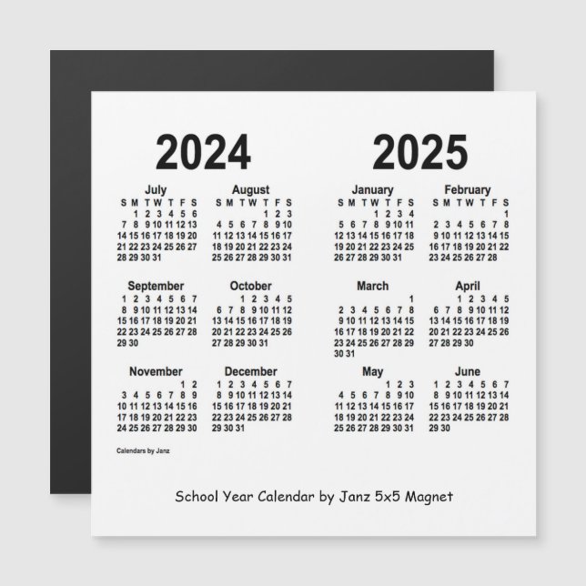 2024-2025 White School Year Calendar by Janz (Front/Back)