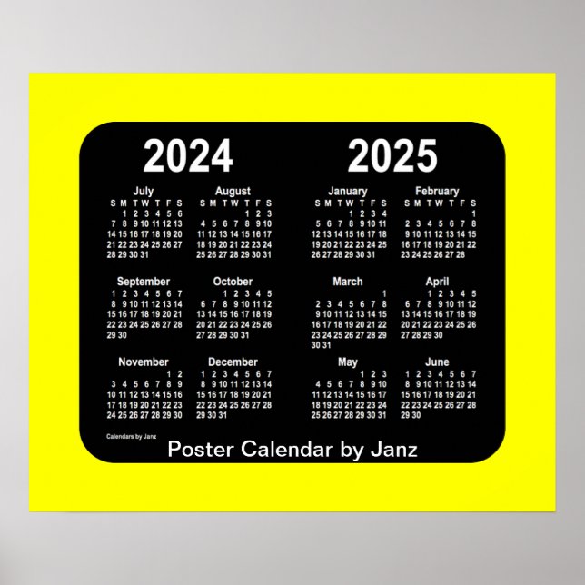 2024-2025 Yellow Neon School Calendar by Janz Poster (Front)