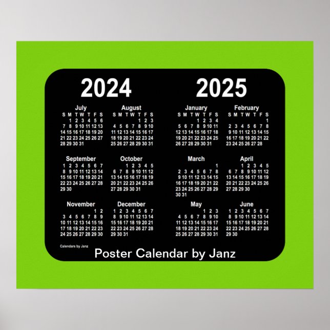 2024-2025 Yellowgreen Neon School Calendar by Janz Poster (Front)