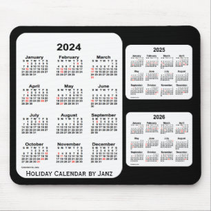 2024-2026 Black 3 Year Holiday Calendar by Janz Mouse Mat