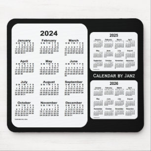 2024-2026 Black and White 3 Year Calendar by Janz Mouse Mat