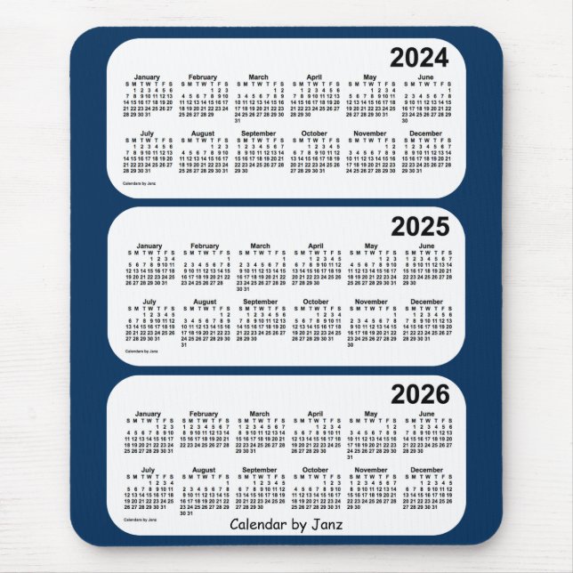 2024-2026 Police Box Blue 3 Year Calendar by Janz Mouse Mat (Front)