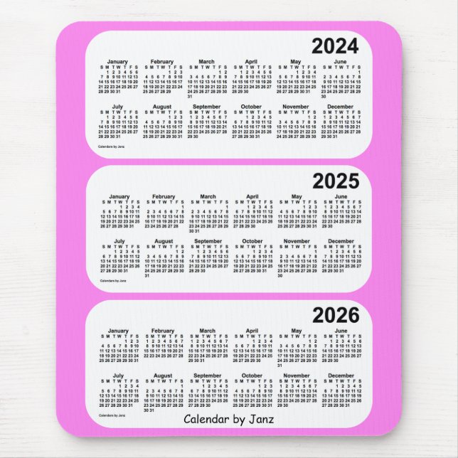 2024-2026 Violet 3 Year Calendar by Janz Mouse Mat (Front)