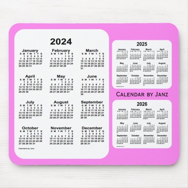 2024-2026 Violet 3 Year Calendar by Janz Mouse Mat (Front)
