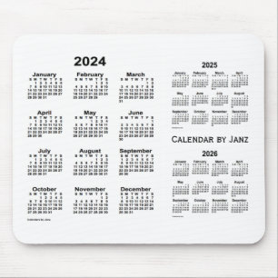 2024-2026 White 3 Year Calendar by Janz Mouse Mat