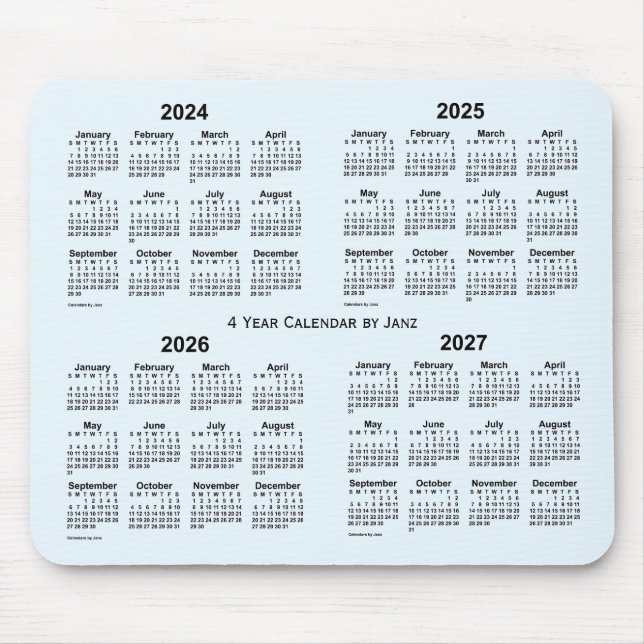 2024-2027 Alice Blue 4 Year Calendar by Janz Mouse Mat (Front)