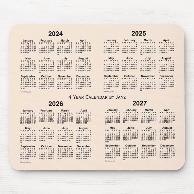2024-2027 Antique White 4 Year Calendar by Janz Mouse Mat (Front)