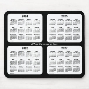 2024-2027 Black and White 4 Year Calendar by Janz Mouse Mat