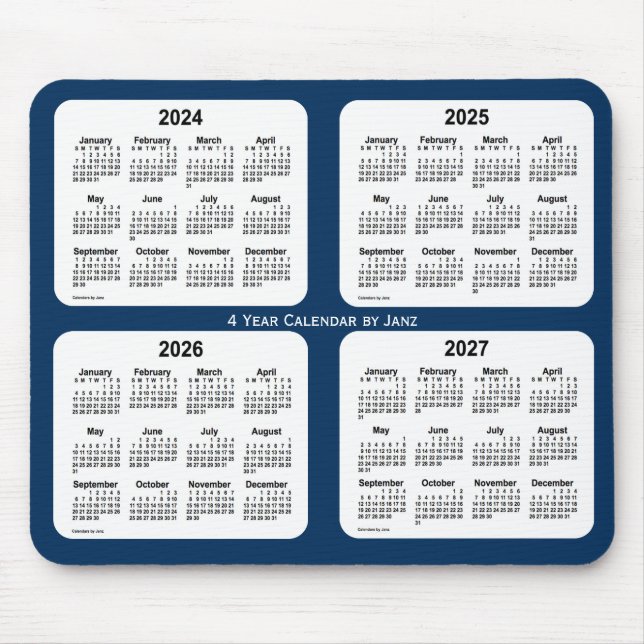 2024-2027 Police Box Blue 4 Year Calendar by Janz Mouse Mat (Front)