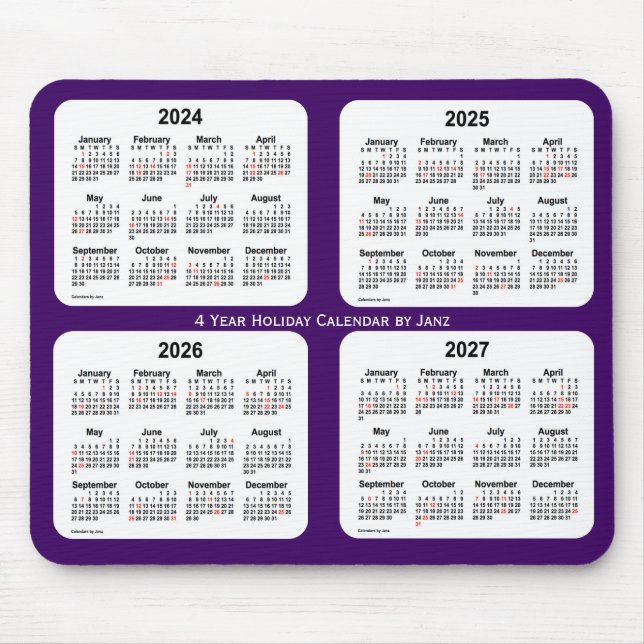 2024-2027 Purple Holiday Calendar by Janz Mouse Mat (Front)
