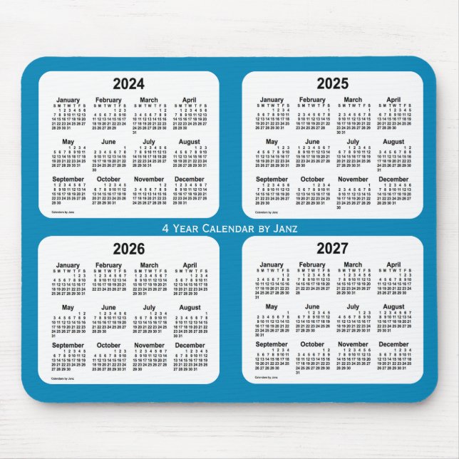 2024-2027 Steel Blue 4 Year Calendar by Janz Mouse Mat (Front)
