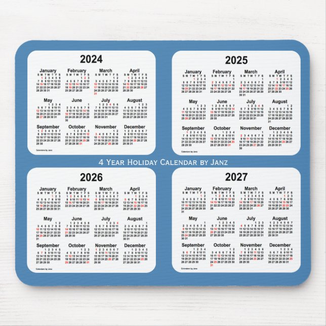 2024-2027 Steel Blue Holiday Calendar by Janz Mouse Mat (Front)