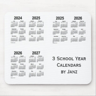 2024-2027 White 3 School Year Calendars by Janz Mouse Mat