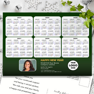 2024 - 2029 6 Year Calendar Modern Green Business Holiday Postcard