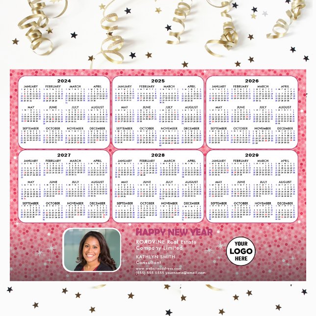 2024 - 2029 Calendar Corporate Logo Pink Magnetic (Creator Uploaded)