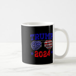 2024 45 47 American Flag Sungles Trump 2024  Coffee Mug