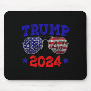2024 45 47 American Flag Sungles Trump 2024 Mouse Mat
