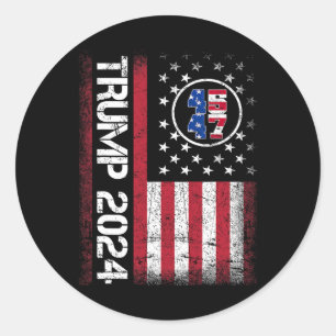 2024 45 47 Stand With American Flag Men Women  Classic Round Sticker