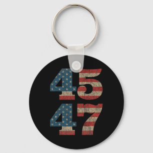 2024 45 47 Vintage American Flag Retro 4547 Trump  Key Ring