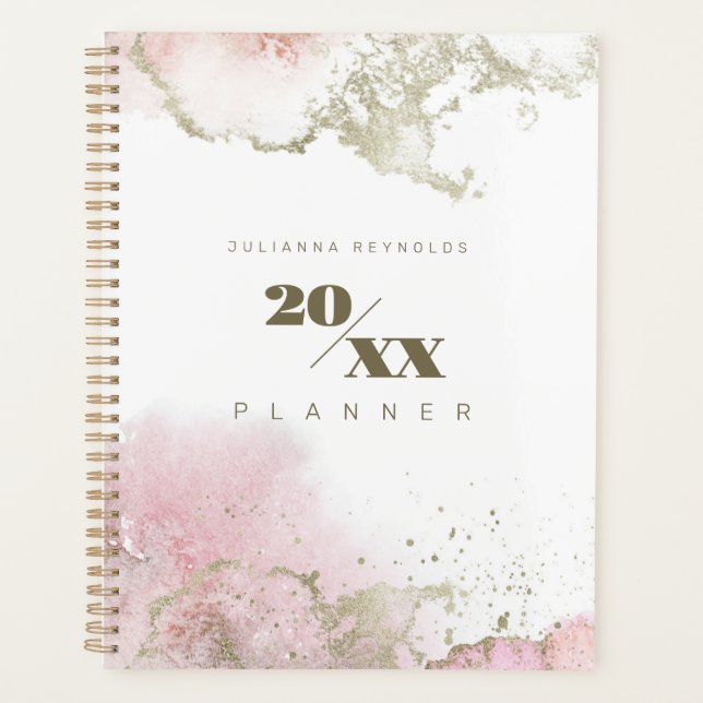 2024 Abstract Pink & Gold Planner (Front)