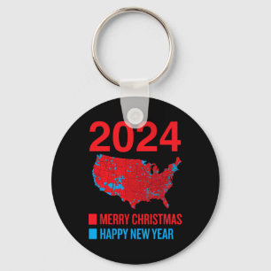 2024 Accurate Election Map Merry Christmas Happy N Key Ring
