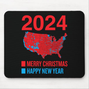 2024 Accurate Election Map Merry Christmas Happy N Mouse Mat