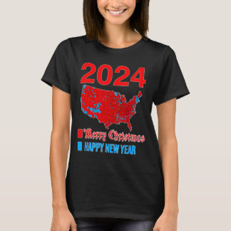 2024 Accurate Election Map Merry Christmas Happy N T-Shirt