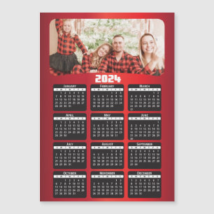 2024 - Add Your Photo - Red Photo Magnet Calendar
